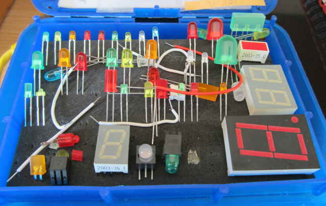 box of LEDs including single, blocks and segmented blocks