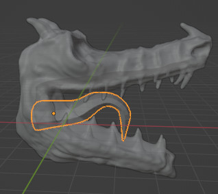blender screenshot adding tongue to dragon head