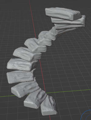 screenshot from blender showing sculpted steps