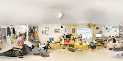 360 photograph of my home office taken with Pixel Blue overexposure faked in GIMP