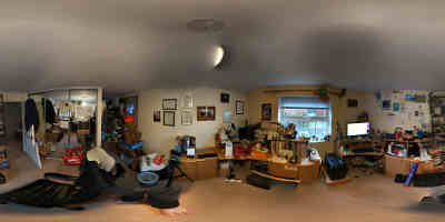 360 photograph of my home office taken with Pixel Blue underexposure faked in GIMP