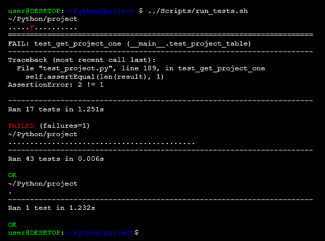 python3 unittest output colourised