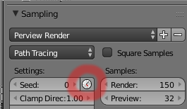 Blender 3d software Seed from Frame setting UI