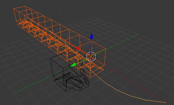 screen shot of 3d software blender showing tentacle segment with array modifier