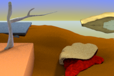 Dali-esc landscape with an emptying pie ready for more pis