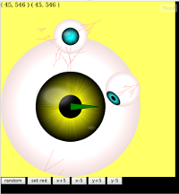jsfiddle screen shot of eyeballs with different sizes
