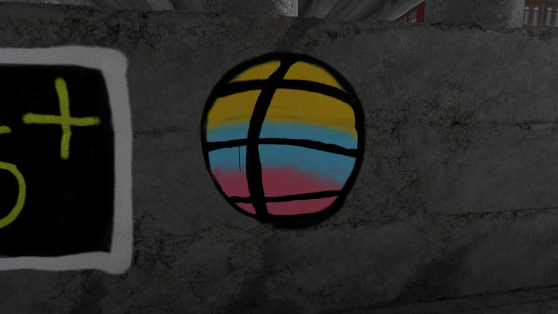 Kingspray graffiti tests in the underpass location - Oculus quest 2 - a coloured ball