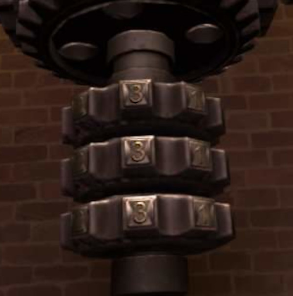 VR screen capture Myst gears close