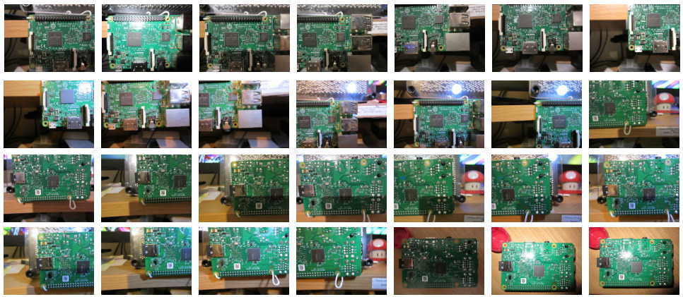 Collection of thumbnails taken of different parts of the Raspberry Pi at close range