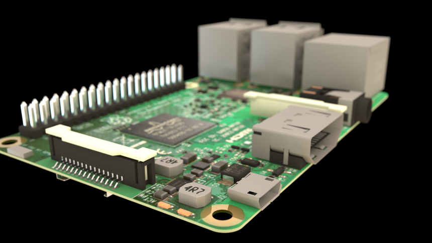 raspberry pi 3b rendered in blender frame 120