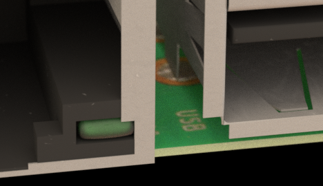 Rendering of Raspberry Pi showing over zealous use of dirt maps