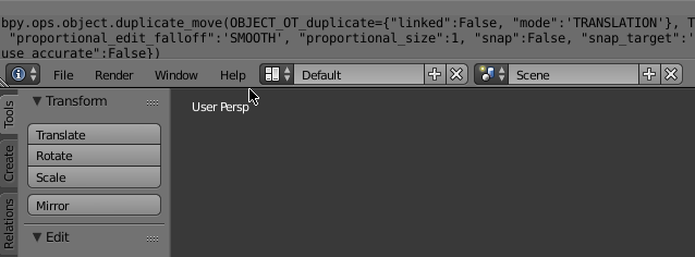 partial blender screen shot showing the report console