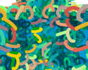 thumbnail of abstract image created with blender, torus set as hair object, colour set 1